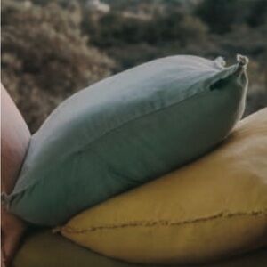 New HAOMY figari European Flax linen cotton pillow sham cover blue 31X31 HARMONY